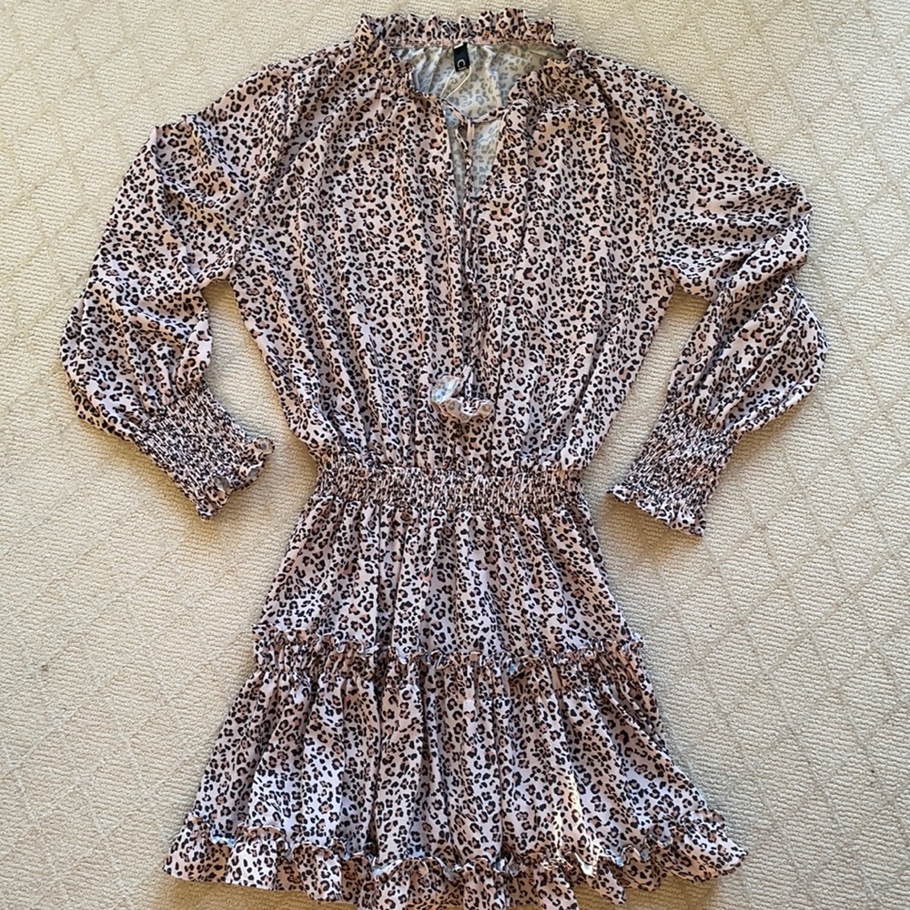 Blush colored animal print silky dress